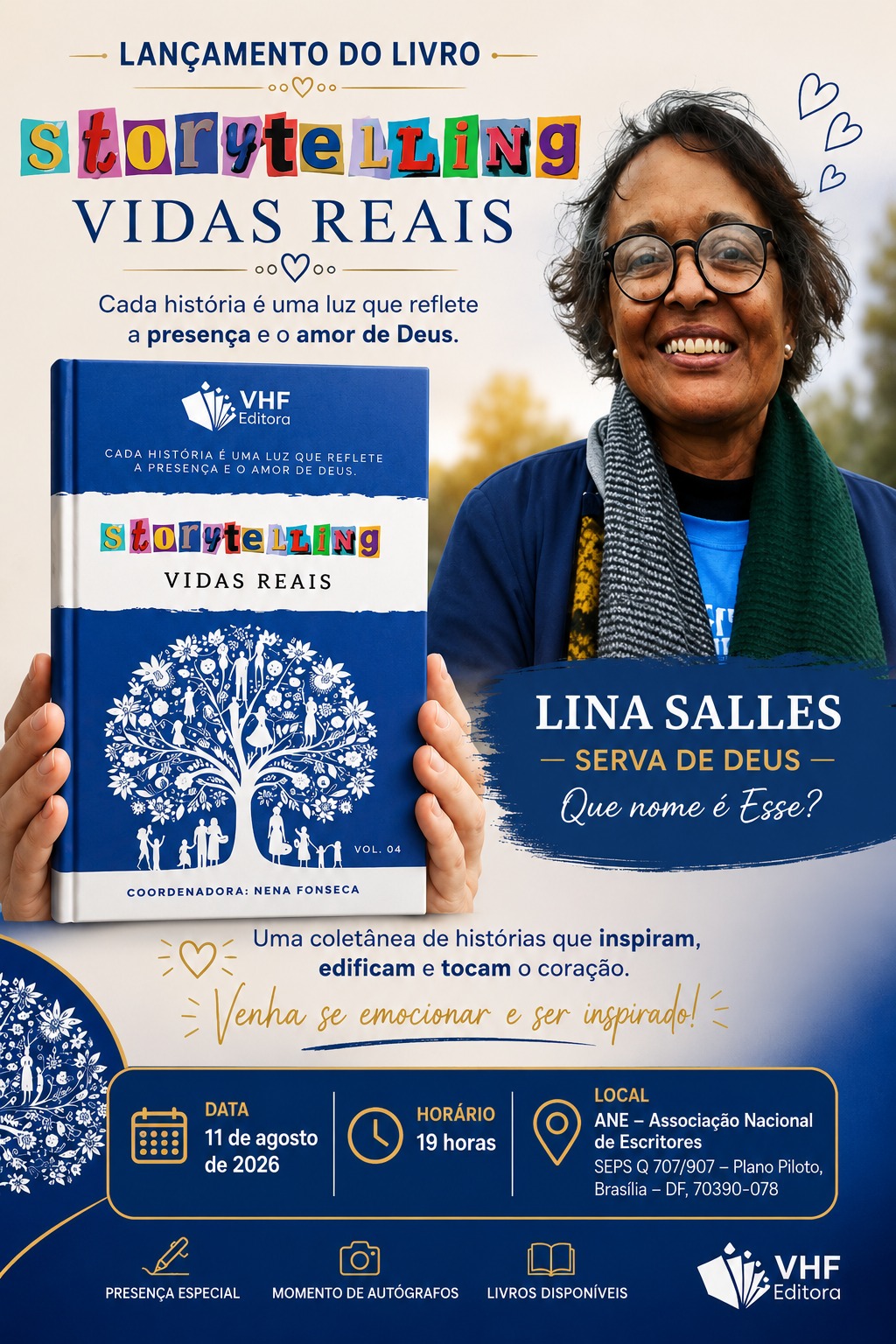 Cartaz do lançamento de Storytelling – Vidas Reais com Lina Salles
